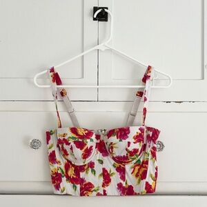 Victoria's Secret White Floral Bustier Longline Corset Size 6